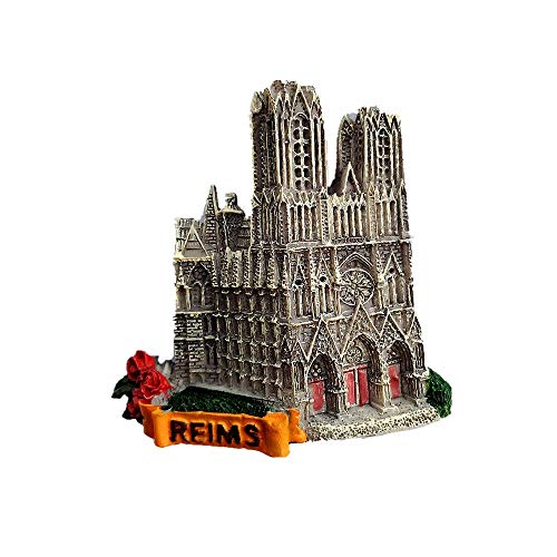 3D-Kühlschrankmagnet, Motiv: Reims Kathedrale Frankreich, Souvenir, Geschenk, Heim- und Küchendekoration, Magnetaufkleber, Reims Kathedrale, Frankreich, Kühlschrank-Magnet-Kollektion von MUYU Magnet