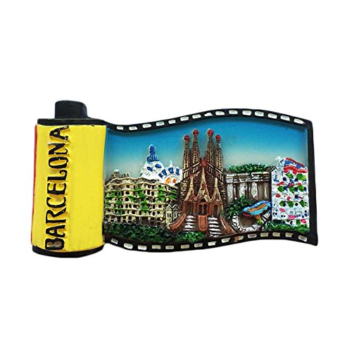 Barcelona Spanien 3D-Kühlschrankmagnet, Reiseaufkleber, Filmform, Souvenir, Dekoration für Zuhause und Küche, Spanien-Kühlschrankmagnet von MUYU Magnet