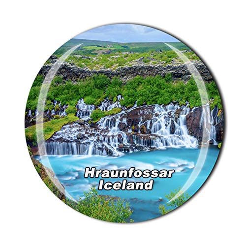 Hraunfossar Lava Falls Reykjavik Island Kühlschrankmagnet Reise Souvenir Geschenk Heim Küche Dekoration Magnet Sticker Kristall Kühlschrank Magnet Kollektion von MUYU Magnet