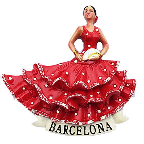 3D-Kühlschrankmagnet mit Flamingo-Tänzerin, Barcelona, Spanien, Reiseaufkleber, Souvenir, Heim- und Küchendekoration, Barcelona Spanien Kühlschrankmagnet von MUYU Magnet