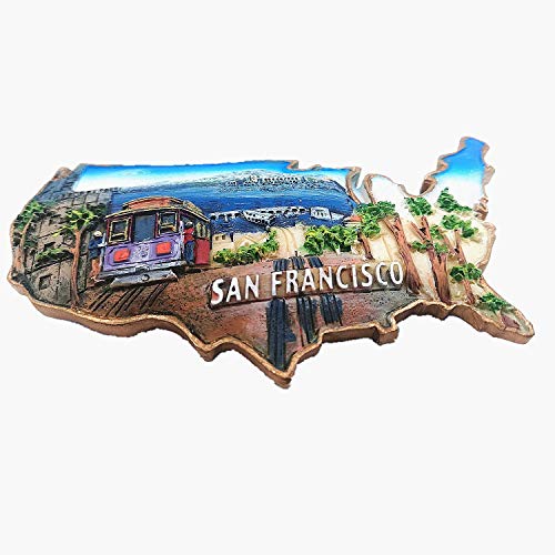 3D San Francisco USA Kühlschrankmagnet, Souvenir, Dekoration für Zuhause und Küche, San Francisco, Kühlschrankmagnet, Touristen-Souvenir, Geschenk von MUYU Magnet