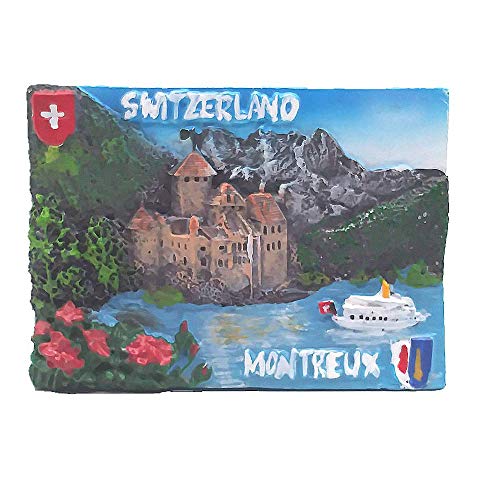 Montreux Genfer See, Vaud Schweiz, 3D-Kühlschrankmagnet, Touristen-Souvenir, Geschenk, Heim- und Küchendekoration, Magnetaufkleber, Montreux Schweiz Kühlschrankmagnet von MUYU Magnet