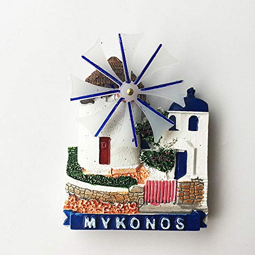 Mykonos 3D-Kühlschrankmagnet, Motiv: Insel Griechenland, Souvenir, Geschenk, Heim- und Küchendekoration, magnetischer Aufkleber von Mykonos Griechenland von MUYU Magnet