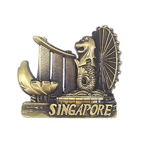 Singapur-Kühlschrankmagnet aus Metall, 3D-Kühlschrankmagnet, Reise-Souvenir, Geschenk-Kollektion, Heim- und Küchendekoration, magnetischer Aufkleber, Singapur-Kühlschrankmagnet von MUYU Magnet