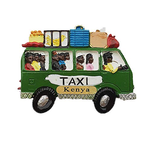Taxi von Kenia Afrika 3D-Kühlschrankmagnet, Heim- und Küchendekoration, magnetischer Aufkleber, Kenia-Kühlschrank-MagnetIc Aufkleber-Kollektion, grün von MUYU Magnet