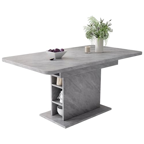 Ausziehbarer Esstisch mit Stauraum, Rechteckiger Esstisch 110/130x70x75 cm, Moderner Küchentisch aus Spanplatte & Metall, Platzsparender Multifunktionstisch für Wohnzimmer, Esszimmer, Küche (Grau) Ausziehbarer Esstisch mit Stauraum, Rechteckiger Esstisch 110/130x70x75 cm, Moderner Küchentisch aus Spanplatte & Metall, Platzsparender Multifunktionstisch für Wohnzimmer, Esszimmer, Küche (Grau) von MUZHIXIANG