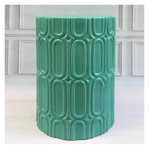Gartenhocker, Dekorativer Keramikhocker, Glasierter handbemalter geometrischer Hocker for die Gartenarbeit, Kleiner Beistelltisch im chinesischen Stil(Green) von MUZIT