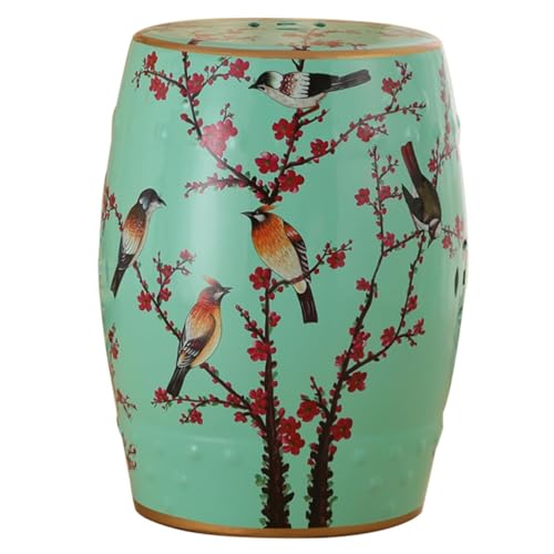Gartenhocker, Dekorativer Keramikhocker, Innen- und Außendekor, Keramik-Beistelltisch, Pflanzenhocker, Design-Sitzmöbel im chinesischen Trommelstil, Akzentfass for Wintergarten, Wohnzimmer(Green B) von MUZIT