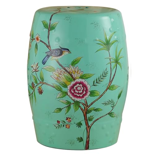 Gartenhocker, Dekorativer Keramikhocker, Innen- und Außendekor, Keramik-Beistelltisch, Pflanzenhocker, Design-Sitzmöbel im chinesischen Trommelstil, Akzentfass for Wintergarten, Wohnzimmer(Green C) von MUZIT
