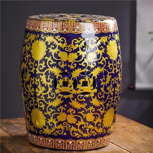 Gartenhocker, Dekorativer Keramikhocker, Trommelglasierte Akzenthocker im chinesischen Stil, Multifunktionale Hocker - Beistelltisch, Übertopfständer(Purpple) von MUZIT