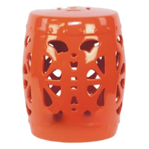 Gartenhocker, Dekorativer Keramikhocker, Trommelhocker im chinesischen Stil mit ausgehöhlten, glasierten Akzenten, Multifunktionshocker – Beistelltisch, Fußhocker(Red) von MUZIT