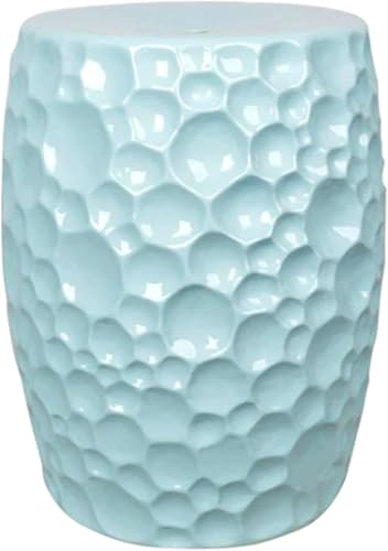 Gartenhocker, Dekorativer Keramikhocker, glasierte handbemalte Trommel-Akzenthocker, multifunktionaler kleiner Schminktisch, Übertopfständer(Blue) von MUZIT