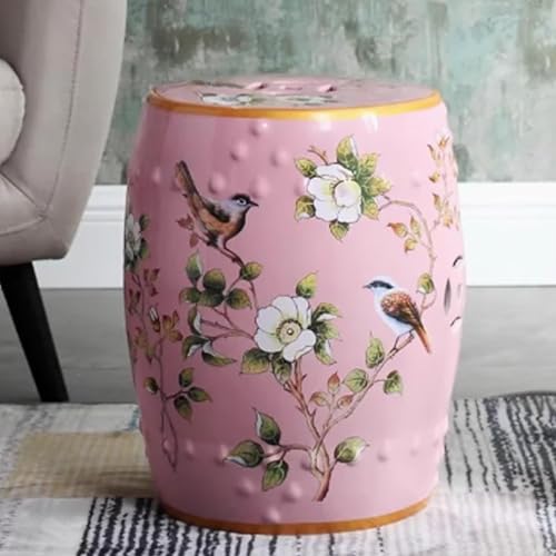 Gartenhocker, Dekorativer Keramikhocker, glasierte handbemalte Trommel im chinesischen Stil, Schminktisch, Fußhocker(Red1) von MUZIT