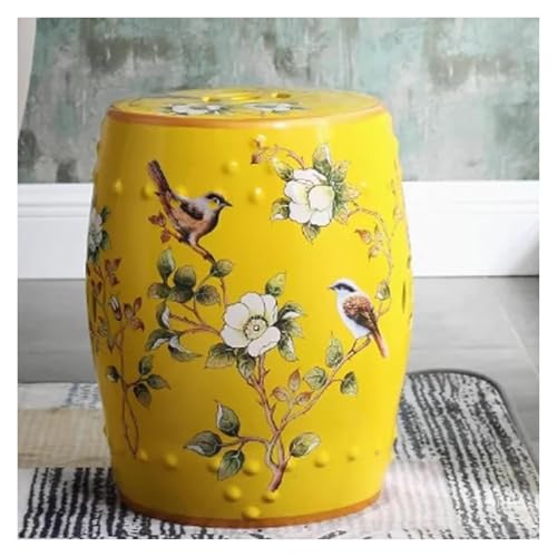 Gartenhocker, Dekorativer Keramikhocker, glasierte handbemalte Trommel im chinesischen Stil, Schminktisch, Fußhocker(Yellow) von MUZIT