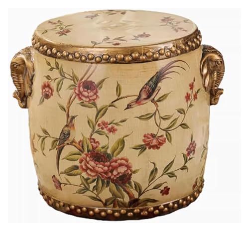 Gartenhocker, glasierter handbemalter Trommelhocker, dekorativer multifunktionaler Keramikhocker im chinesischen Stil, Schminktisch, Fußhocker(Natural) von MUZIT