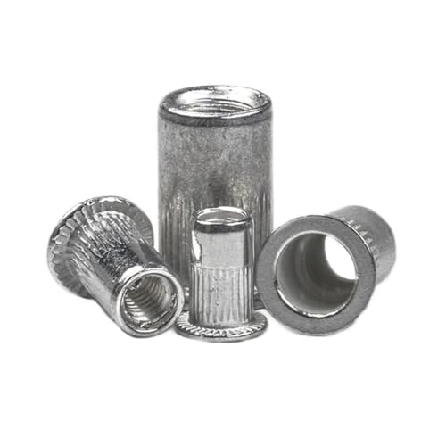 Innensechskantschrauben, Aluminiumlegierung M3 M4 M5 M6 Flachkopf-Nietmuttern-Einsatzmuttern-Sortiment mit metrischem Gewinde, Nietmuttern-Sortiment, Schrauben und Muttern, 200 Stück von MUZIT