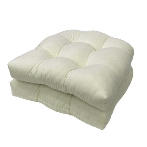 Kissenset, Stuhlkissen for die Terrasse im Freien, 48 x 48 x 10 cm, wasserdichte Sitzkissen aus Korbgeflecht, dickes 2er-Set for Gartenmöbel for Rasen, Terrasse und Gebrauch(Blanc) von MUZIT