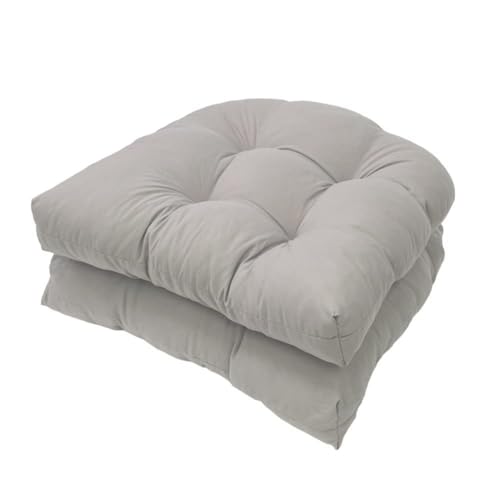 Kissenset, Stuhlkissen for die Terrasse im Freien, 48 x 48 x 10 cm, wasserdichte Sitzkissen aus Korbgeflecht, dickes 2er-Set for Gartenmöbel for Rasen, Terrasse und Gebrauch(Light Gray) von MUZIT
