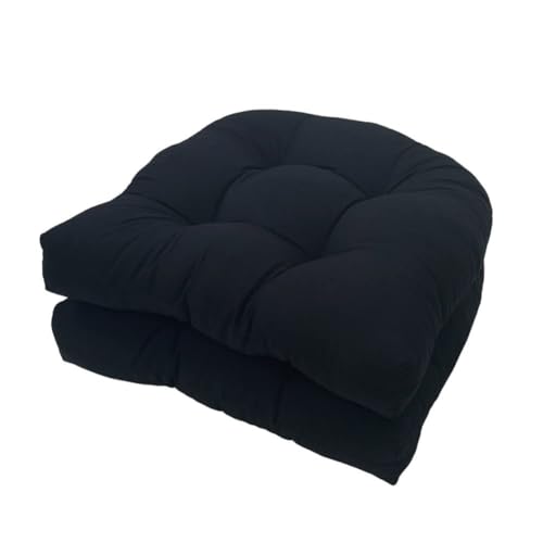 Kissenset, Stuhlkissen for die Terrasse im Freien, 48 x 48 x 10 cm, wasserdichte Sitzkissen aus Korbgeflecht, dickes 2er-Set for Gartenmöbel for Rasen, Terrasse und Gebrauch(Noir) von MUZIT