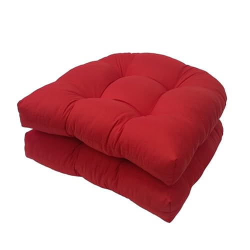 Kissenset, Stuhlkissen for die Terrasse im Freien, 48 x 48 x 10 cm, wasserdichte Sitzkissen aus Korbgeflecht, dickes 2er-Set for Gartenmöbel for Rasen, Terrasse und Gebrauch(Rouge) von MUZIT