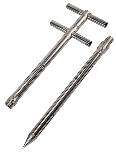MUZIT Bodenprobensonde, Bodensonde aus Edelstahl, Stahl-Doppelrohr, 3-Schlitz-Rotations-Getreidepulver-Probendieb, Mehrfach(150CM/38mm) von MUZIT