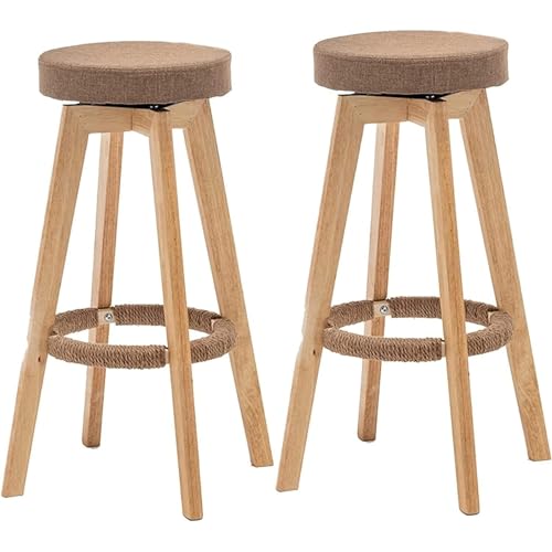 MUZIT Hoher Hocker, 2er-Set Barhocker Robuster gepolsterter Barhocker mit runder Sitzfläche 360° drehbarer Hocker Ergonomisches Design Kücheninsel(63CM) von MUZIT