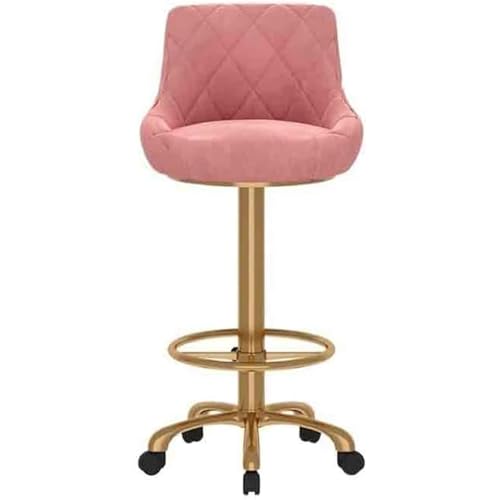 MUZIT Hoher Hocker, höhenverstellbarer drehbarer Barhocker, universeller Flaschenzug-Inseltisch, Esszimmerstuhl mit Fußstütze und Rückenlehne, Küchenhocker(Red1) von MUZIT