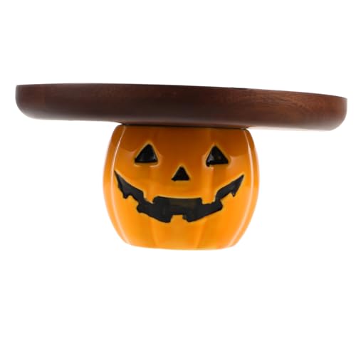 MUZIT Kuchenständer, Halloween-Desserttablett, Holz-Kuchenständer, natürliche Textur, Party-Snack-Präsentationsplatte for Kuchen, Brot, Süßigkeiten, rustikal von MUZIT