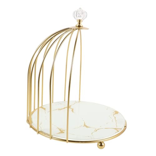 MUZIT Kuchenständer, goldener Vogelkäfig-Kuchenständer, gestuftes Gebäckdisplay for Hochzeitsfeier-Dessert, einfach zusammenzubauendes Cupcake-Haltertablett(23.50X20.00X20.00CM) von MUZIT