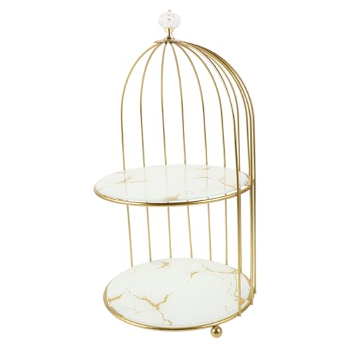 MUZIT Kuchenständer, goldener Vogelkäfig-Kuchenständer, gestuftes Gebäckdisplay for Hochzeitsfeier-Dessert, einfach zusammenzubauendes Cupcake-Haltertablett(35.00X20.00X20.00CM) von MUZIT