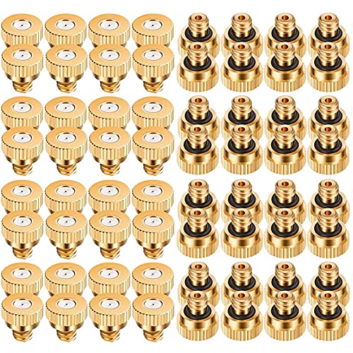 MUZIT Sprühdüsenköpfe, 100 Stück Messing-Ersatzköpfe for Niederdruck-Zerstäubersprüher, Terrassenrasen, Landschaftsbau, Staubkontrolle, 10/24 UNC(Gold,0.5mm) von MUZIT