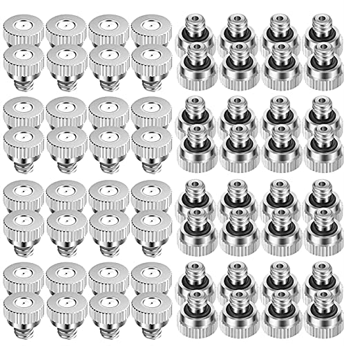 MUZIT Sprühdüsenköpfe, 100 Stück Messing-Ersatzköpfe for Niederdruck-Zerstäubersprüher, Terrassenrasen, Landschaftsbau, Staubkontrolle, 10/24 UNC(Silver,0.7mm) von MUZIT