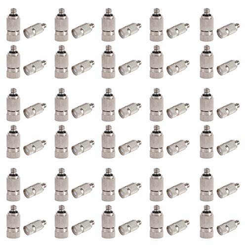 MUZIT Sprühdüsenköpfe, 100-teiliges Düsenset for Kühlsysteme, Hochdruck-Nebeldüsen mit 3/16-Zoll-Gewinde, Tropfschutz-Sprühkopf aus Edelstahl for die Landschaftsgestaltung,(0.5mm) von MUZIT