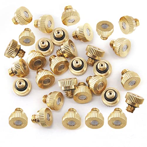 MUZIT Sprühdüsenköpfe, 180-teilige Messingdüsen, Niederdruck-Zerstäubungsnebel 10/24 UNC-Ersatzköpfe for die Gewächshauslandschaftsgestaltung und den Zerstäuber mit(0.3mm) von MUZIT