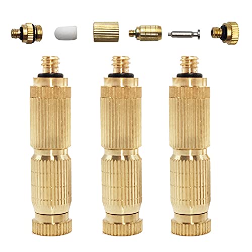 MUZIT Sprühdüsenköpfe, 50 Stück Messing-Ersatzköpfe for Hochdruck-Zerstäubersprüher mit PP-Filter for Terrassenrasen, Landschaftsbau, Staubkontrolle, 10/24 UNC(0.3mm) von MUZIT