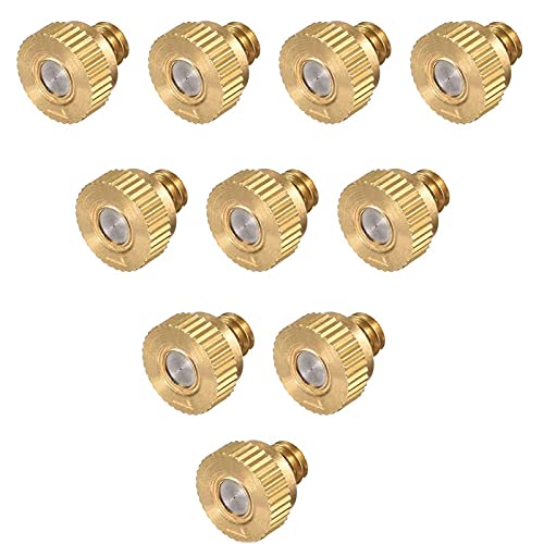 MUZIT Sprühdüsenköpfe, 50 Stück Messing-Ersatzköpfe for Niederdruck-Zerstäubersprüher, Terrassenrasen, Landschaftsbau, Staubkontrolle, 10/24 UNC(0.9mm) von MUZIT