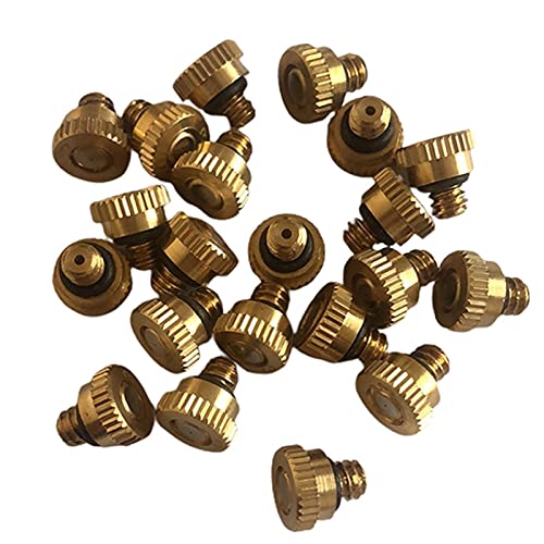 MUZIT Sprühdüsenköpfe, 50 Stück Messing-Ersatzköpfe for Niederdruck-Zerstäubersprüher, Terrassenrasen, Landschaftsbau, Staubkontrolle, 10/24 UNC(Gold,1.0mm) von MUZIT