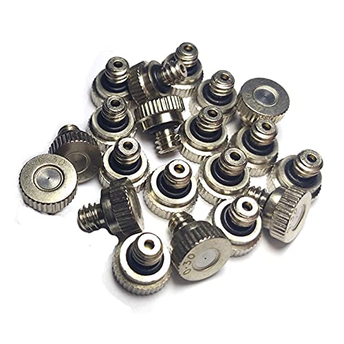 MUZIT Sprühdüsenköpfe, 50 Stück Messing-Ersatzköpfe for Niederdruck-Zerstäubersprüher, Terrassenrasen, Landschaftsbau, Staubkontrolle, 10/24 UNC(Silver,0.9mm) von MUZIT
