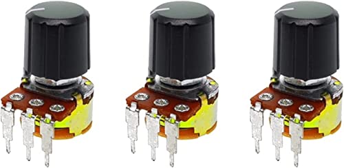 Potentiometer, Push-Pull-Potentiometer, Drehpotentiometer WH148 Schalter Gebogene Füße Rändelwelle 3er-Pack B10K B50K B100K B500K(500K Ohm) von MUZIT