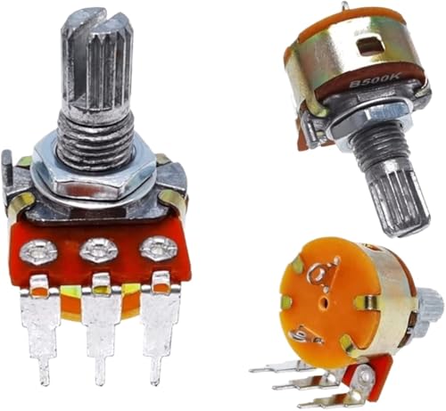 Potentiometer, Push-Pull-Potentiometer, Drehpotentiometer WH148 mit Schalter, gebogener Fuß, 5er-Pack, 10 K/50 K/100 K/500 K Ohm(50K Ohm) von MUZIT