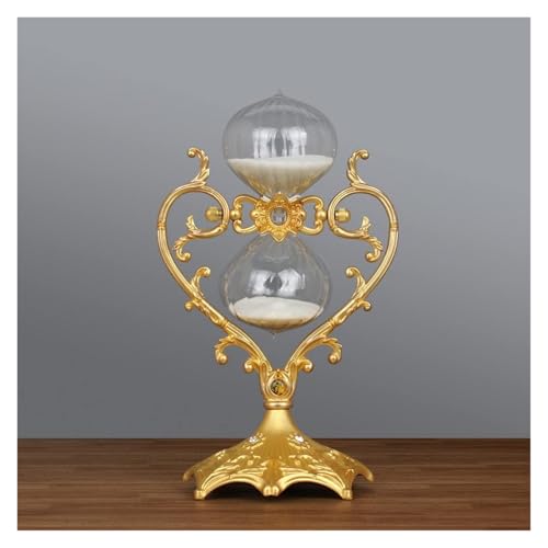 Sanduhr, Romantische Liebe Sanduhr 60 Minuten-360 Grad drehbar Antike Messing Sanduhr Uhr, 1 Stunde Sand Uhr Dekoration Sanduhr Timer Ornament für(Gold,30min 27 * 17cm) von MUZIT