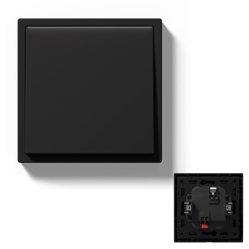 MVAVA Lichtschalter 1 Fach 1 Weg, Lichtschalter Unterputz mit Federanschlüsse, 80mm*80mm Seidig-Matte Wandschalter, Schwarz, M3-Serie von MVAVA