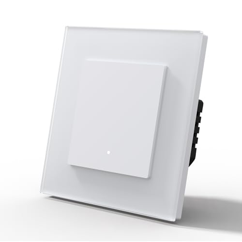 MVAVA Alexa Lichtschalter, Wlan Smart Lichtschalter Kompatibel mit Alexa/Google Home, Glas Lichtschalter Unterputz Funktioniert mit Tuya/Smart Life App, Neutrale Leitung Benötigt 1 Fach 1 Weg von MVAVA