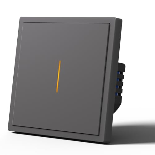 MVAVA Alexa Lichtschalter, Wlan Smart Lichtschalter Kompatibel mit Alexa/Google Home, Lichtschalter Unterputz Funktioniert mit Tuya/Smart Life App, Neutralleiter Benötigt 1 Fach 1 Weg Grau von MVAVA