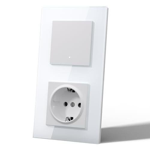 MVAVA Alexa Lichtschalter mit Steckdose, Wlan Smart Lichtschalter Kompatibel mit Alexa/Google Home, Glas Lichtschalter Unterputz, Neutrale Leitung Benötigt MVAVA Alexa Lichtschalter mit Steckdose, Wlan Smart Lichtschalter Kompatibel mit Alexa/Google Home, Glas Lichtschalter Unterputz, Neutrale Leitung Benötigt von MVAVA