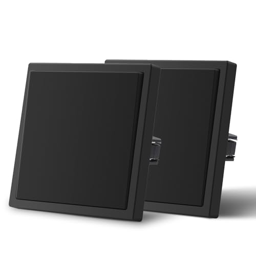 MVAVA Lichtschalter Unterputz, Standard Lichtschalter 1 Fach 1 Weg, Kunststoffe Wandschalter 80mm x 80mm, 2 Pack Schwarz von MVAVA
