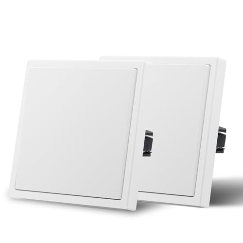 MVAVA Lichtschalter Unterputz, Standard Lichtschalter 1 Fach 1 Weg, Kunststoffe Wandschalter 80mm x 80mm, 2 Pack Weiß von MVAVA