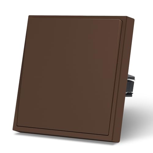 MVAVA Lichtschalter Unterputz, Standard Lichtschalter 1 Fach 1 Weg, Kunststoffe Wandschalter 80mm x 80mm, Braun von MVAVA