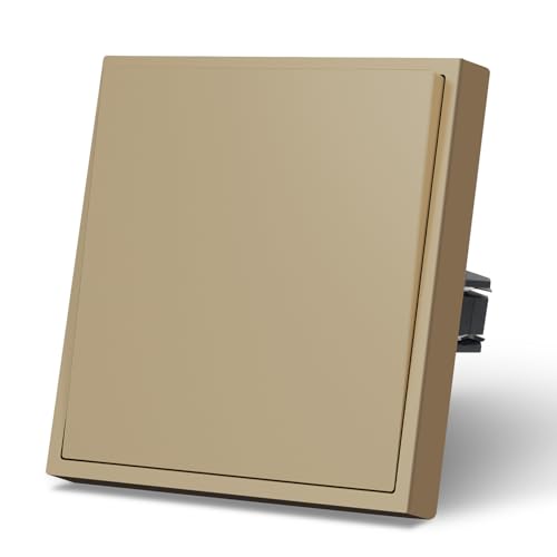 MVAVA Lichtschalter Unterputz, Standard Lichtschalter 1 Fach 1 Weg, Kunststoffe Wandschalter 80mm x 80mm, Gold von MVAVA