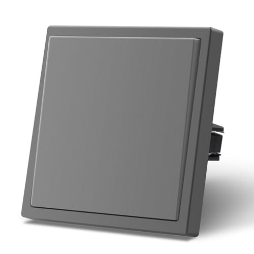MVAVA Lichtschalter Unterputz, Standard Lichtschalter 1 Fach 1 Weg, Kunststoffe Wandschalter 80mm x 80mm, Grau von MVAVA
